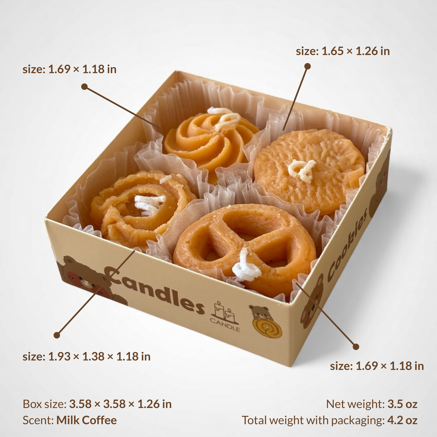 Cookie Candle Set – 4 Pieces Gift Box