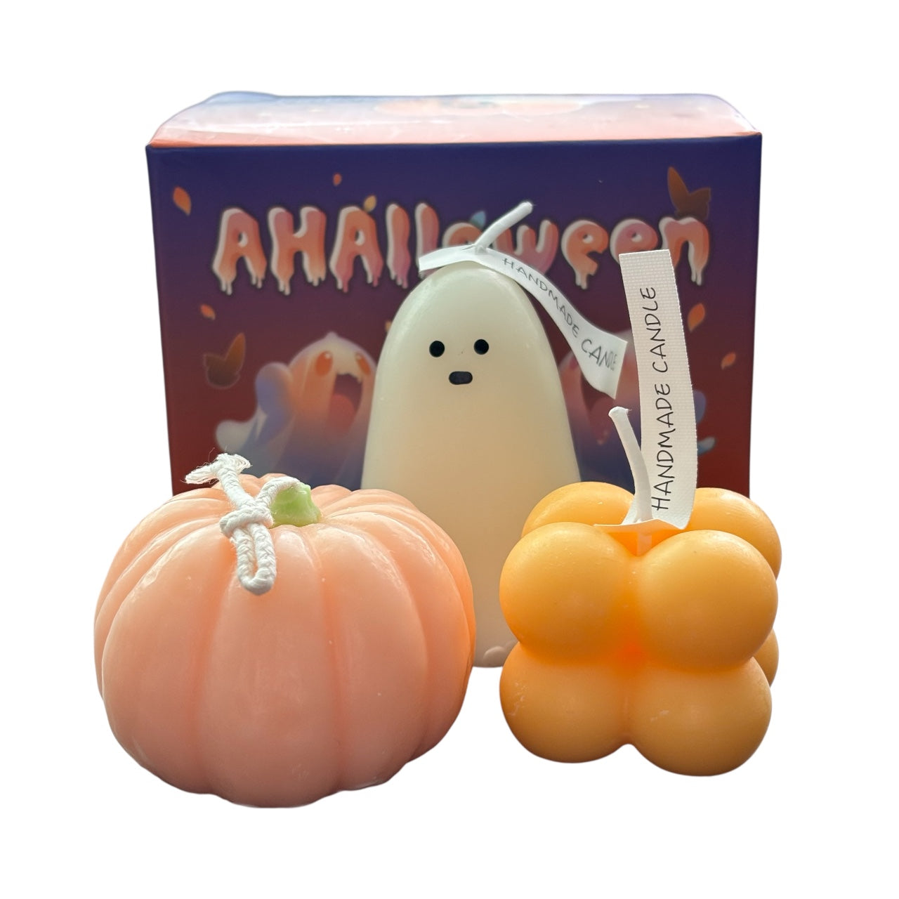 Set of 3 Halloween Ghost Candles Mini Ghost Candles