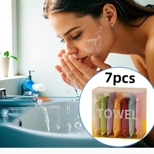 Compressed Facial Towels – 7 Pack | Soft, Hygienic & Travel-Friendly