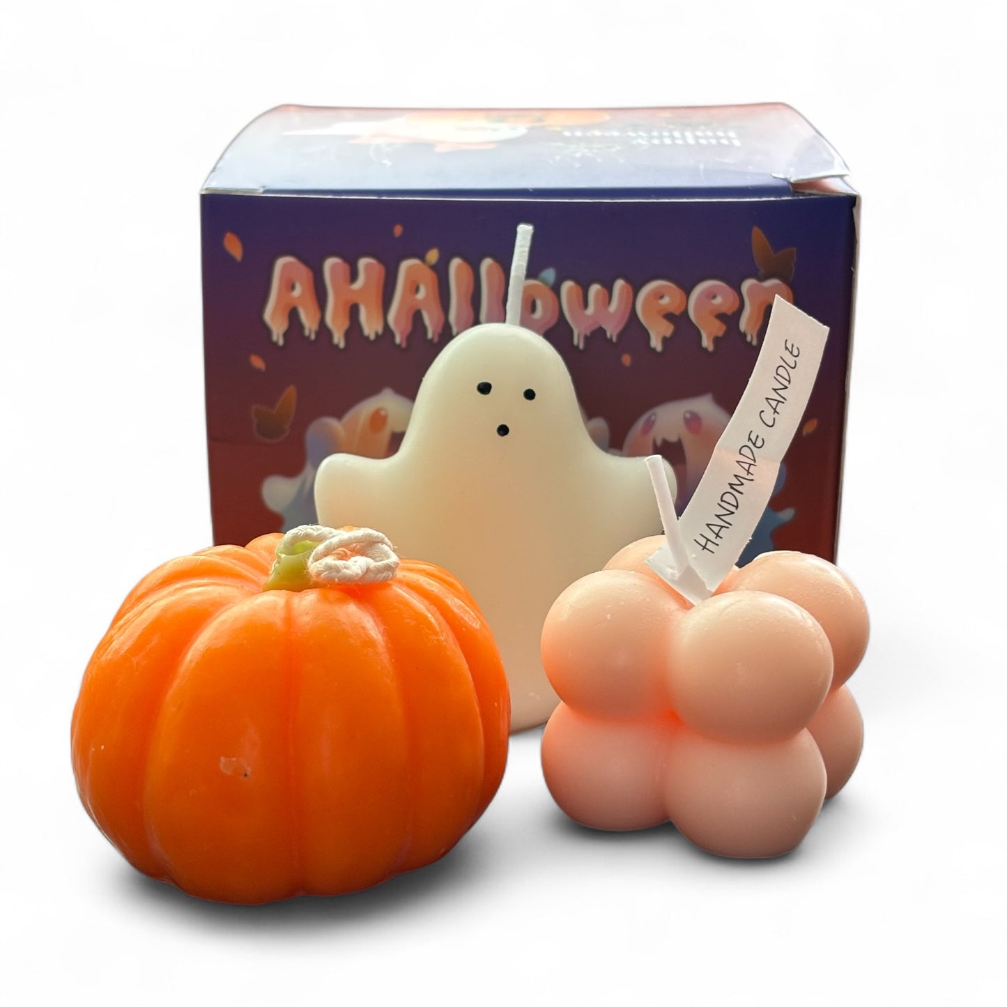 Set of 3 Halloween Ghost Candles Mini Ghost Candles