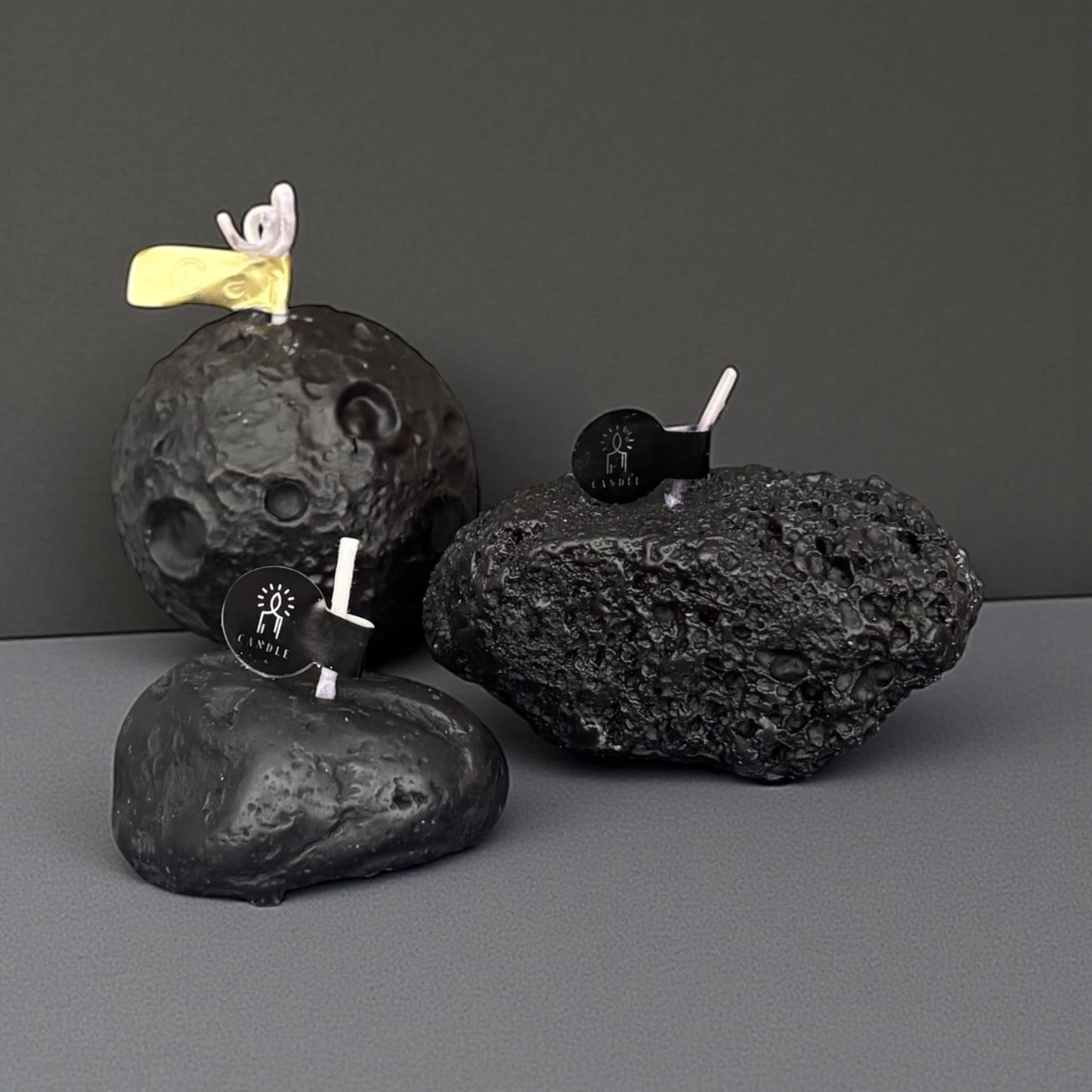 Moon, Lava and Stone Candle Set