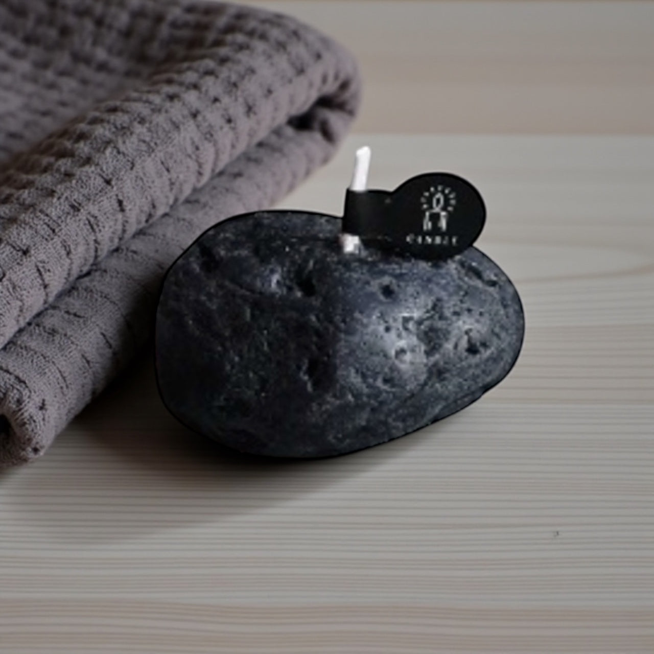 Stone-Shaped Black Candle