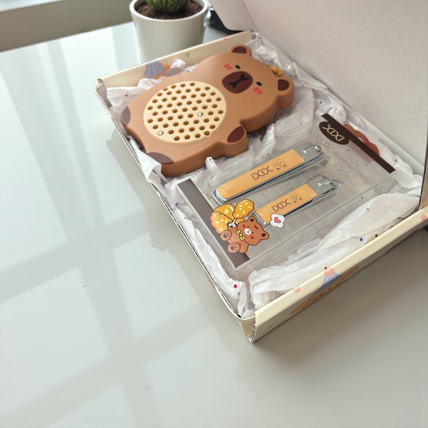 Cute Bear Keychain & Nail Clippers Gift Set